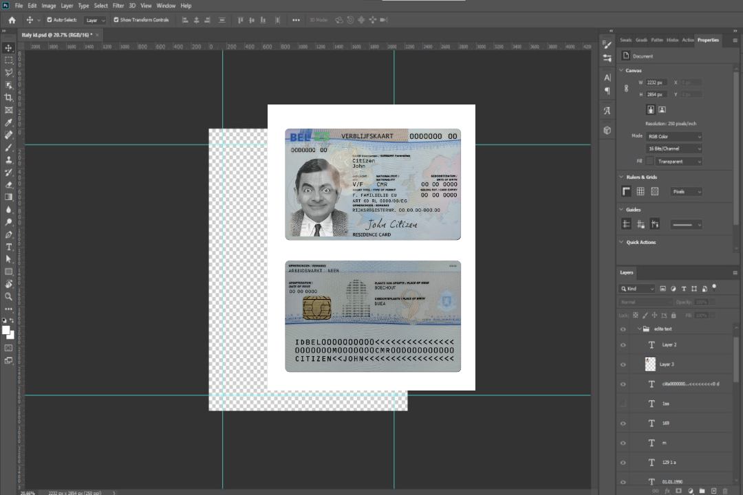 Carte de séjour en Belgique template